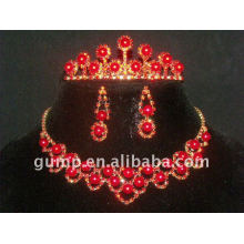 red bridal wedding jewelry sets (GWJS0438)